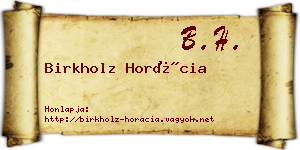 Birkholz Horácia névjegykártya